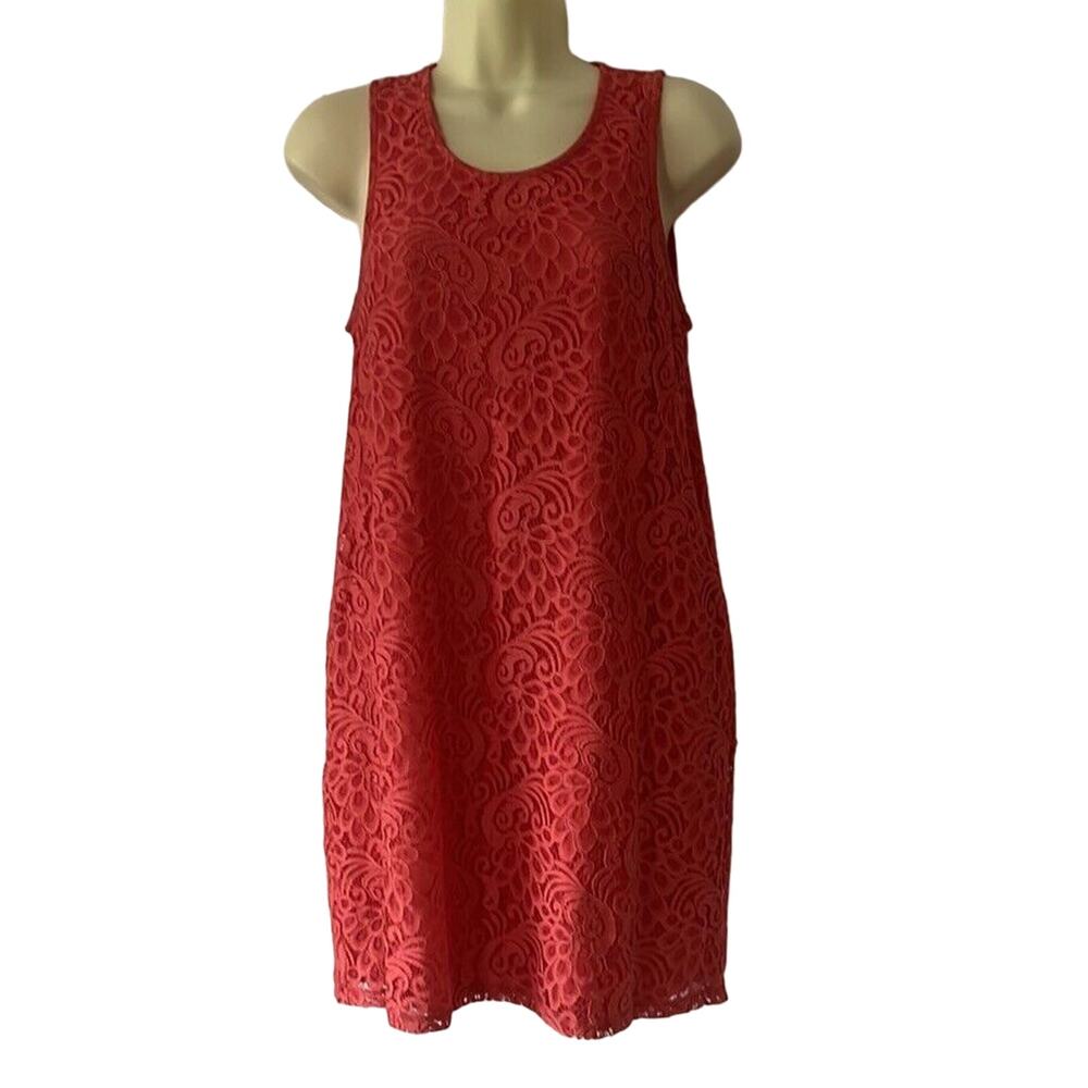 Maurices Lace dress Woman's Small Coral Pink Shift Mini Cottagecore